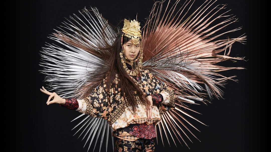 Desigual model wearing a traditional outfit for Indonesian tales fashion capsule