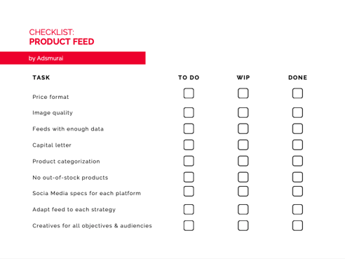 product feed checklist