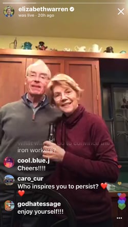 Elizabeth warren instagram live
