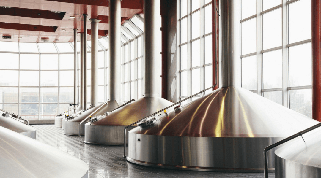 Damm fabric with metallic beer tanks