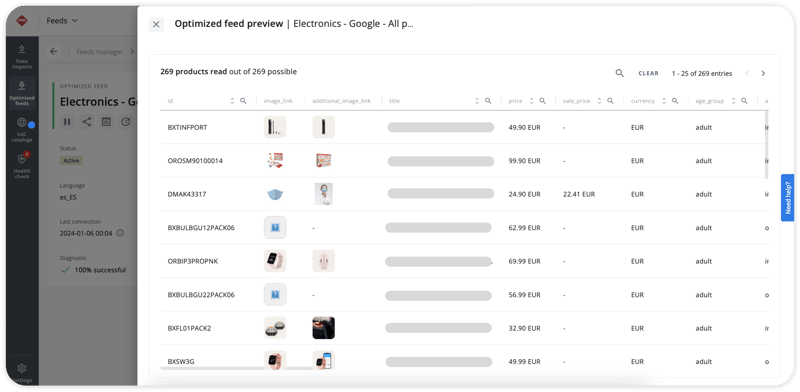 preview product feed