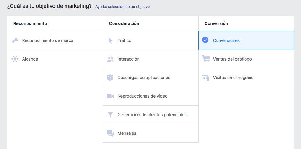 objetivos marketing campaña facebook ads 